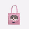 Salut Kitty Embroidered Cotton Tote Bag