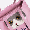 Salut Kitty Embroidered Cotton Tote Bag