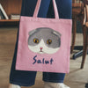 Salut Kitty Embroidered Cotton Tote Bag