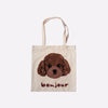 Bonjour Puppy Embroidered Cotton Tote Bag