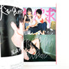 Collage of three images featuring people with Japanese text and graphics.