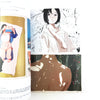Illustrations of a person and a cat in a magazine or book layout.