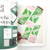 Collage of graphic design materials with 'archi design' branding.