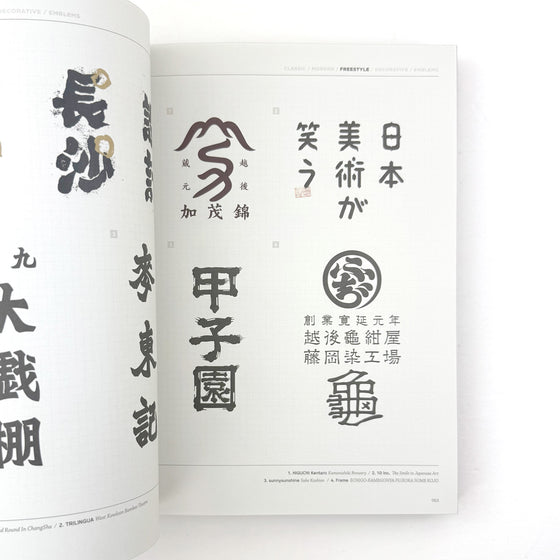 Open book with Japanese text and characters on a white background