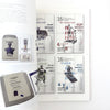 Collection of graphic design brochures and posters on a white background