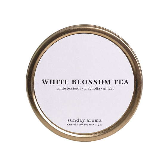 Sunday Aroma Natural Coco-Soy Wax Travel Tin Candle - White Blossom Tea